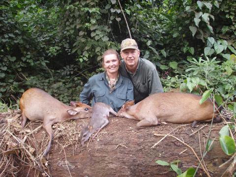 Author and wife with duiker