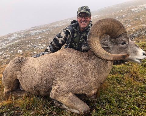 Lowell Stevens with his ram