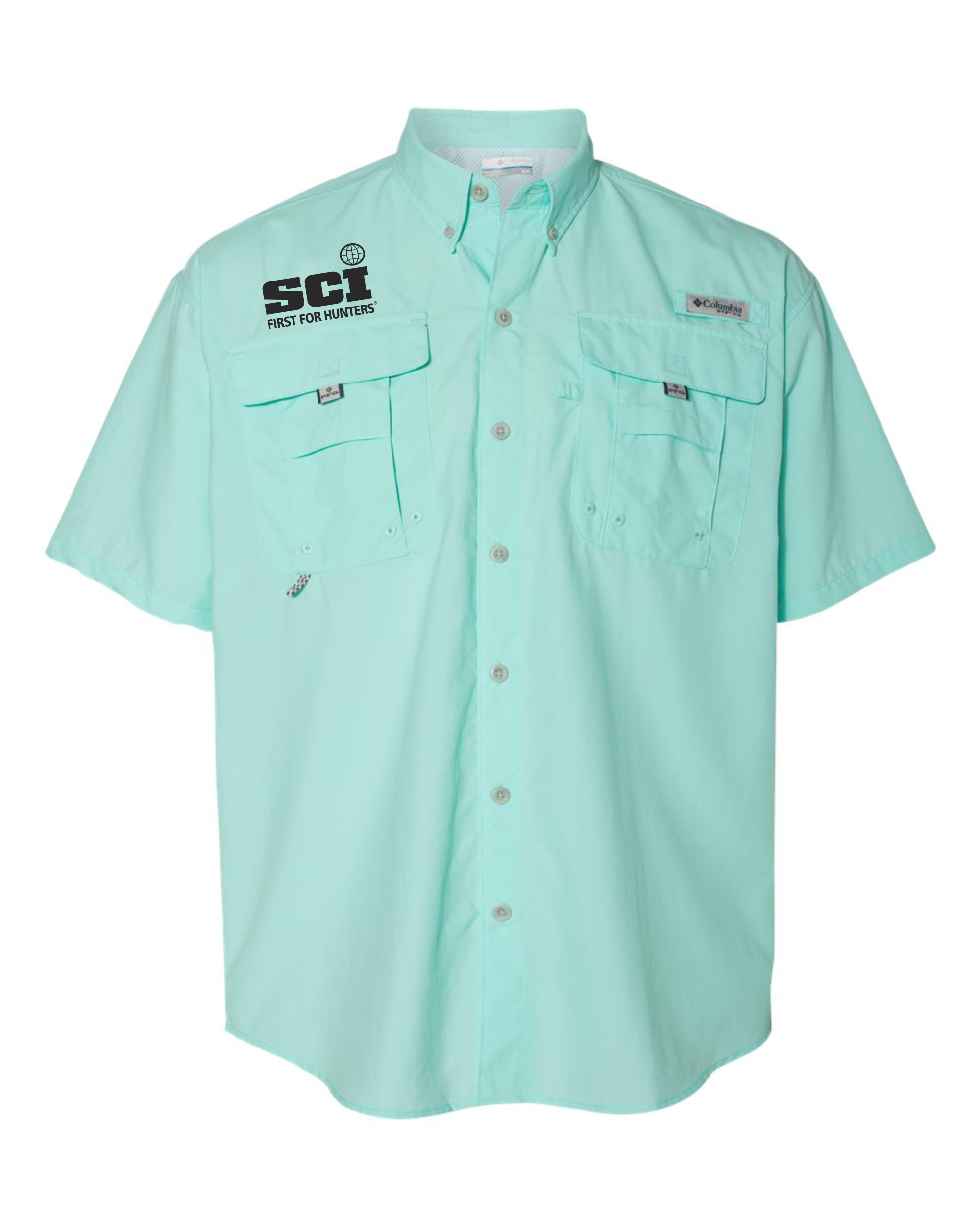 Columbia PFG Shirt Men XXL Green Safari Fishfinder Print Camp Button Up UPF  40