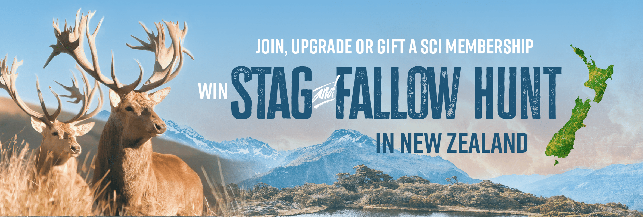 Join, Upgrade, or gift a SCI Membership for a change to win a Stag and Fallow Hunt in New Zealand with Chris Dorsey!